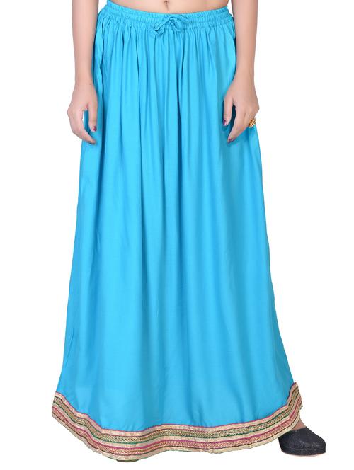 solid flared skirt with lace detail - 15546265 -  Standard Image - 0