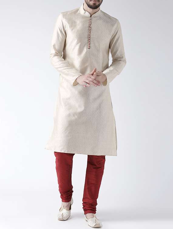 white silk blend long kurta