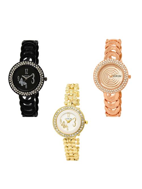 set of 3 round dial analog watch combo -(lk201-202-203) - 15548090 -  Standard Image - 0