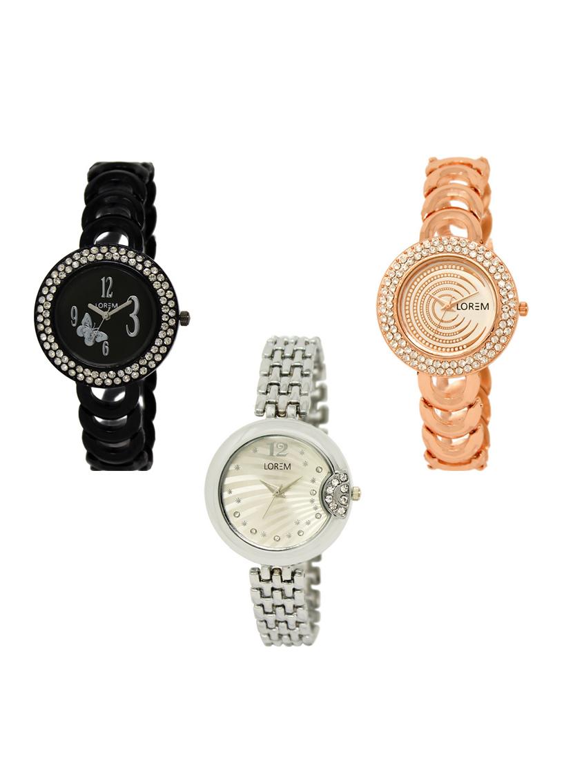 set of 3 round dial analog watch combo -(lk201-202-227) - 15548113 -  Zoom Image - 0