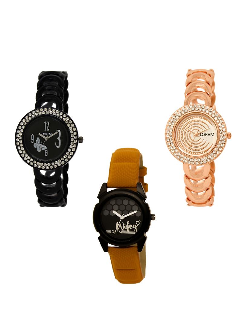 set of 3 round dial analog watch combo -(lk201-202-235) - 15548120 - Zoom Image - 0