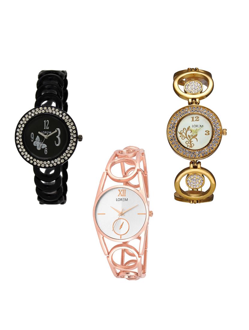 set of 3 round dial analog watch combo -(lk201-204-213) - 15548171 - Zoom Image - 0