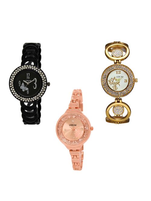 set of 3 round dial analog watch combo -(lk201-204-225) - 15548182 -  Standard Image - 0