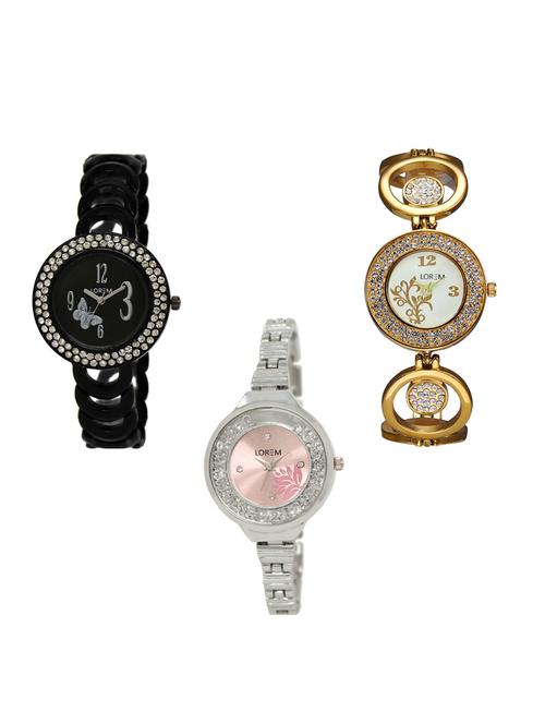 set of 3 round dial analog watch combo -(lk201-204-226) - 15548183 - Standard Image - 0