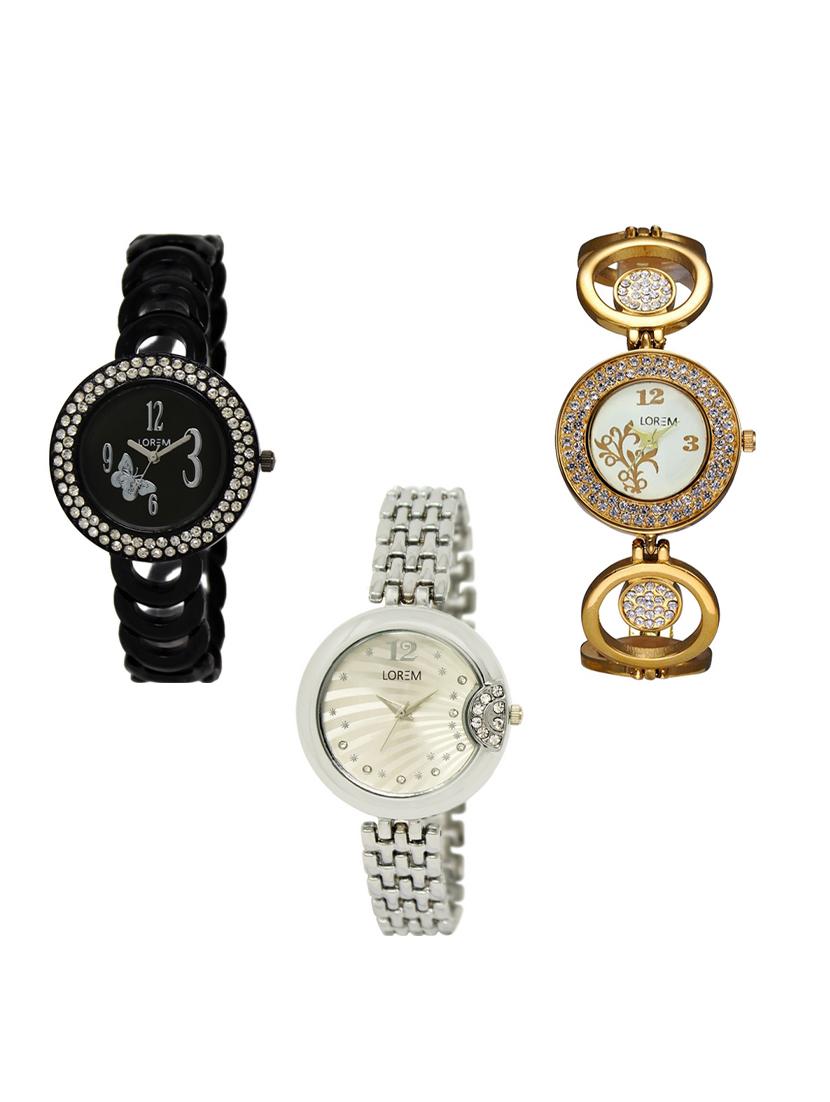 set of 3 round dial analog watch combo -(lk201-204-227) - 15548184 - Zoom Image - 0