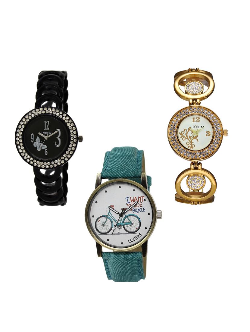 set of 3 round dial analog watch combo -(lk201-204-229) - 15548186 -  Zoom Image - 0