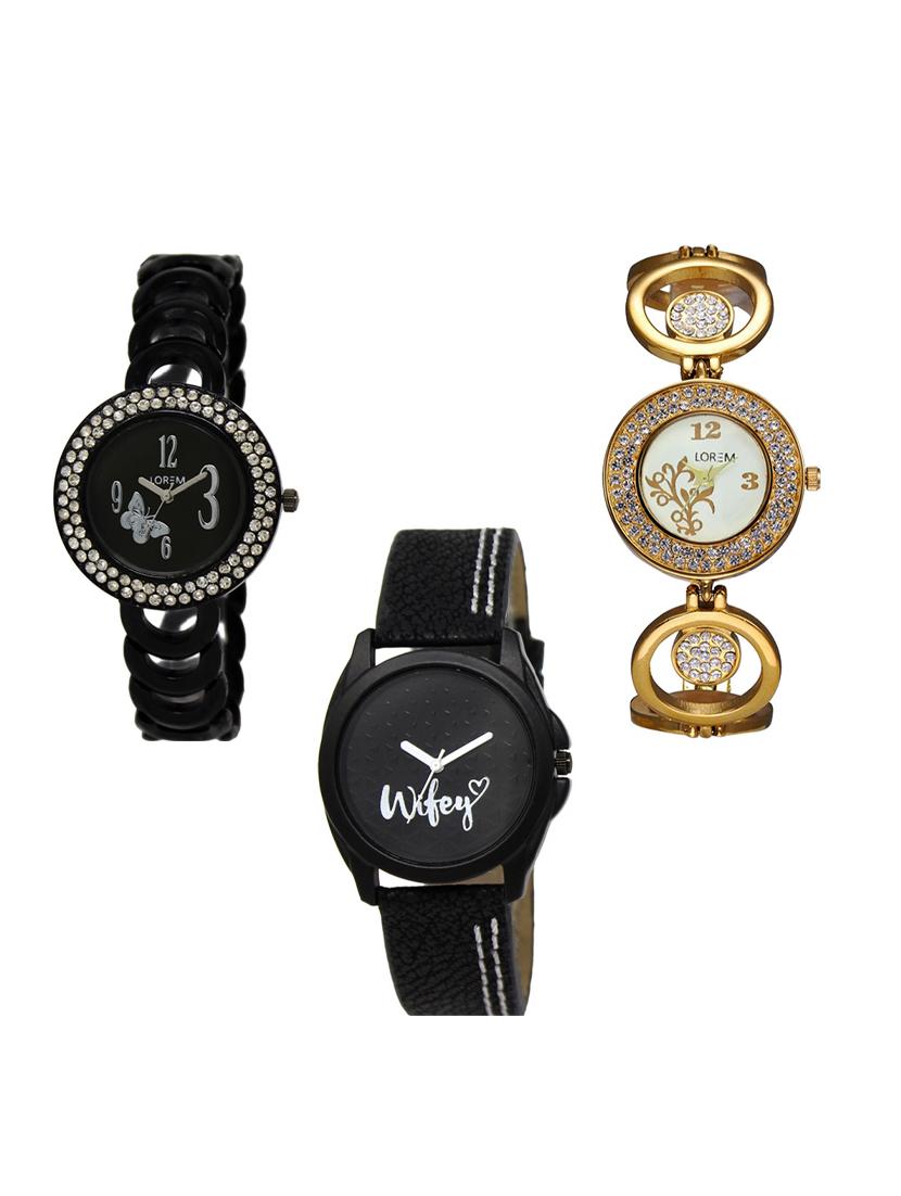 set of 3 round dial analog watch combo -(lk201-204-234) - 15548190 -  Zoom Image - 0