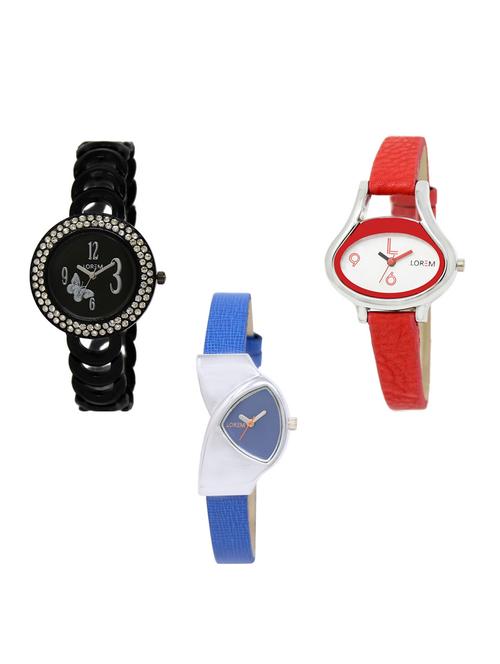 set of 3 round dial analog watch combo -(lk201-206-208) - 15548233 -  Standard Image - 0
