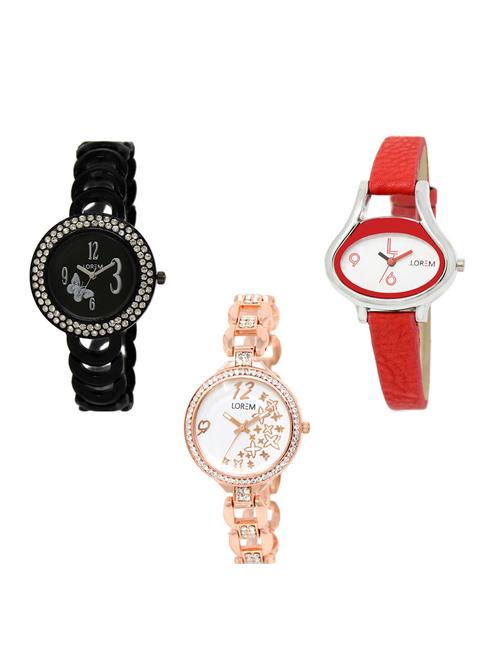 set of 3 round dial analog watch combo -(lk201-206-210) - 15548235 -  Standard Image - 0