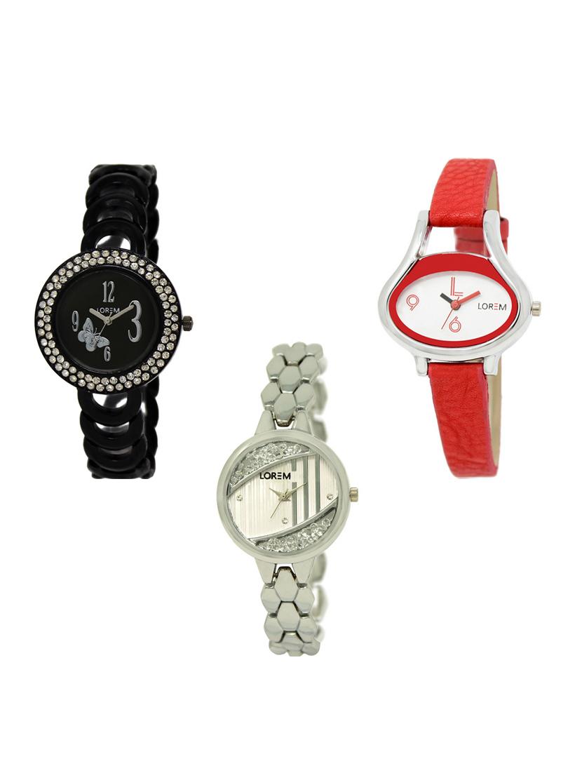 set of 3 round dial analog watch combo -(lk201-206-223) - 15548247 - Zoom Image - 0