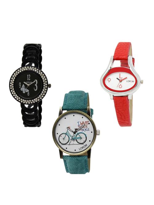 set of 3 round dial analog watch combo -(lk201-206-229) - 15548253 - Standard Image - 0