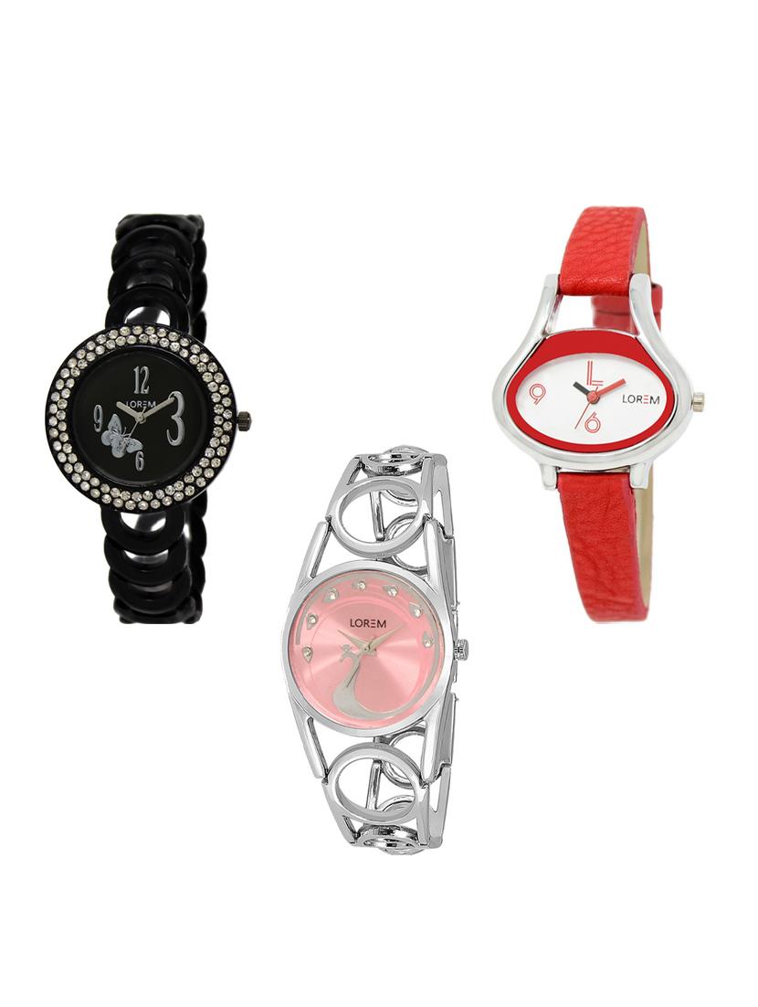 set of 3 round dial analog watch combo -(lk201-206-233) - 15548256 -  Zoom Image - 0