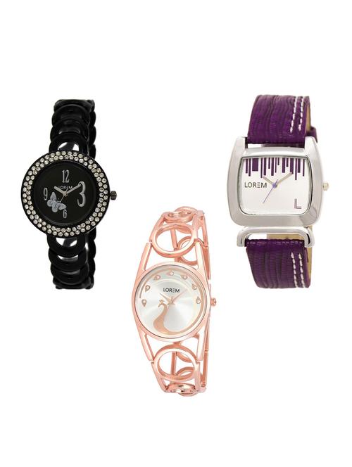 set of 3 round dial analog watch combo -(lk201-207-232) - 15548287 -  Standard Image - 0