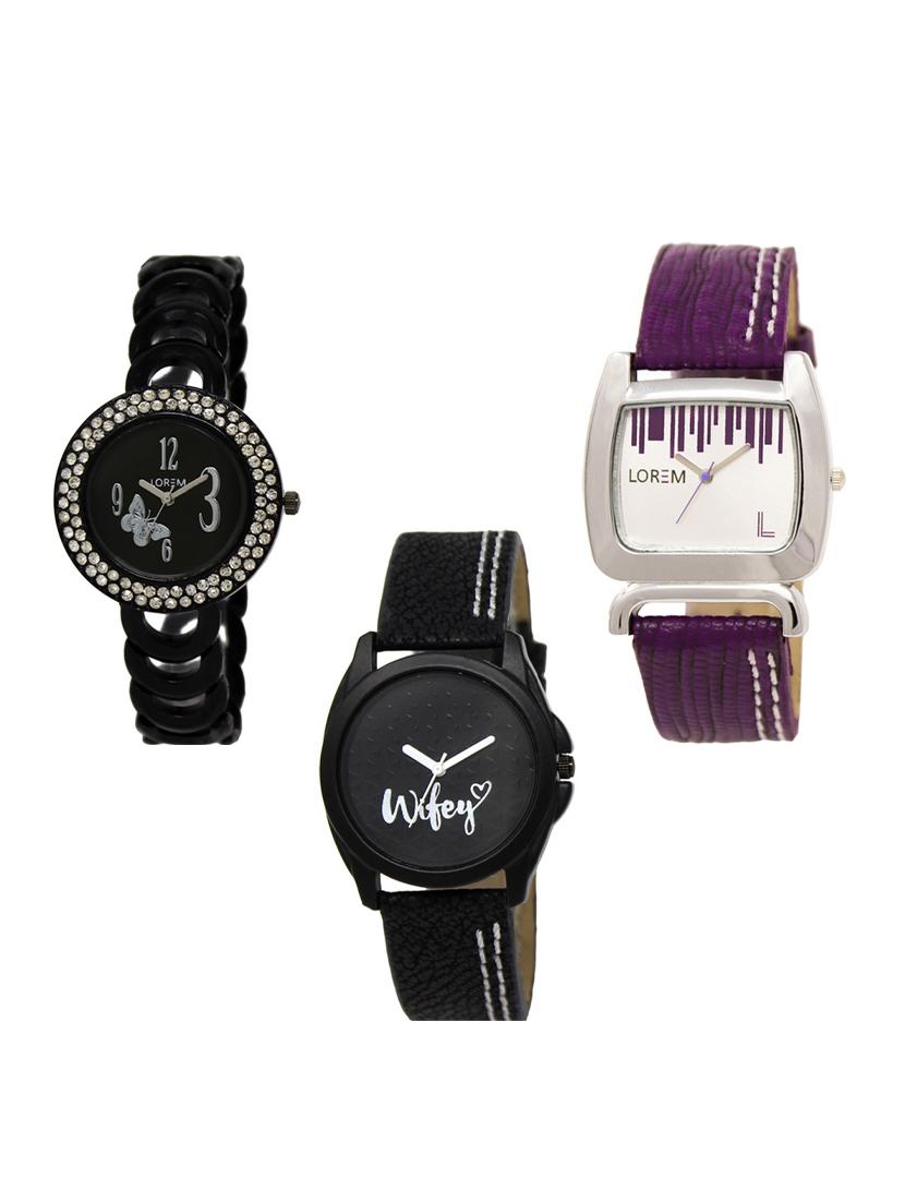 set of 3 round dial analog watch combo -(lk201-207-234) - 15548289 - Zoom Image - 0