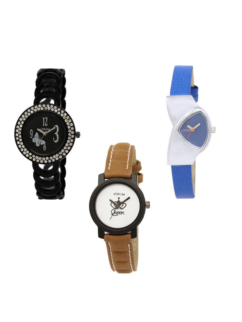 set of 3 round dial analog watch combo -(lk201-208-209) - 15548297 -  Zoom Image - 0