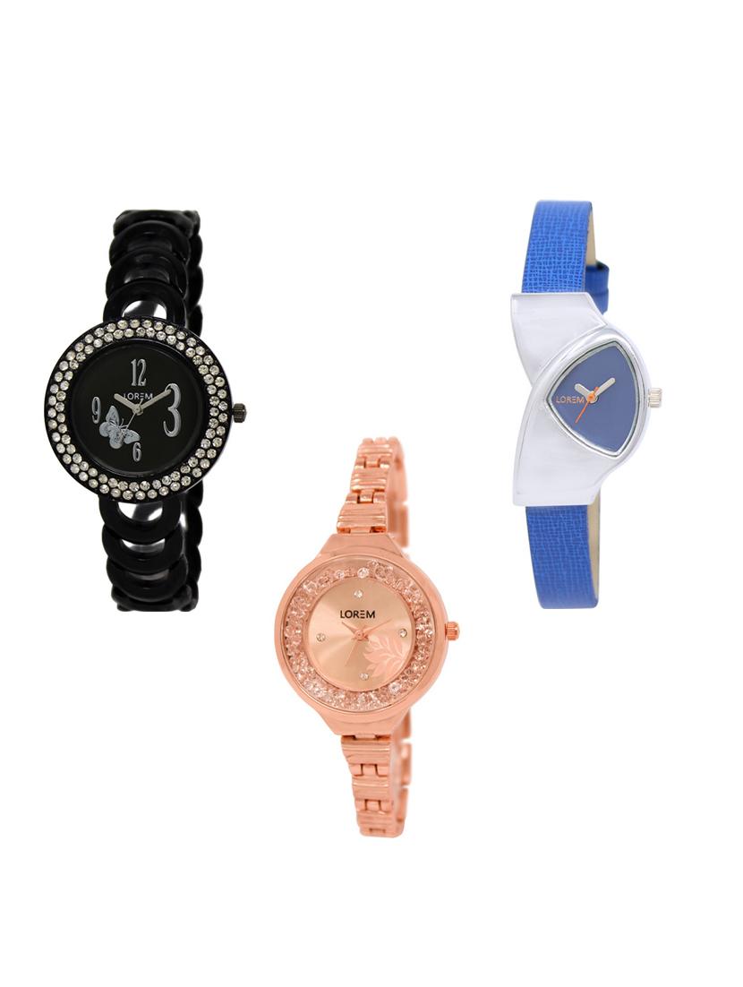 set of 3 round dial analog watch combo -(lk201-208-225) - 15548312 - Zoom Image - 0