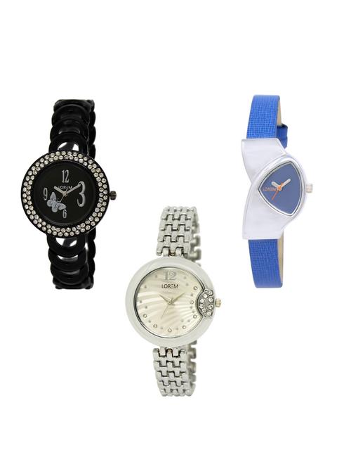 set of 3 round dial analog watch combo -(lk201-208-227) - 15548314 -  Standard Image - 0