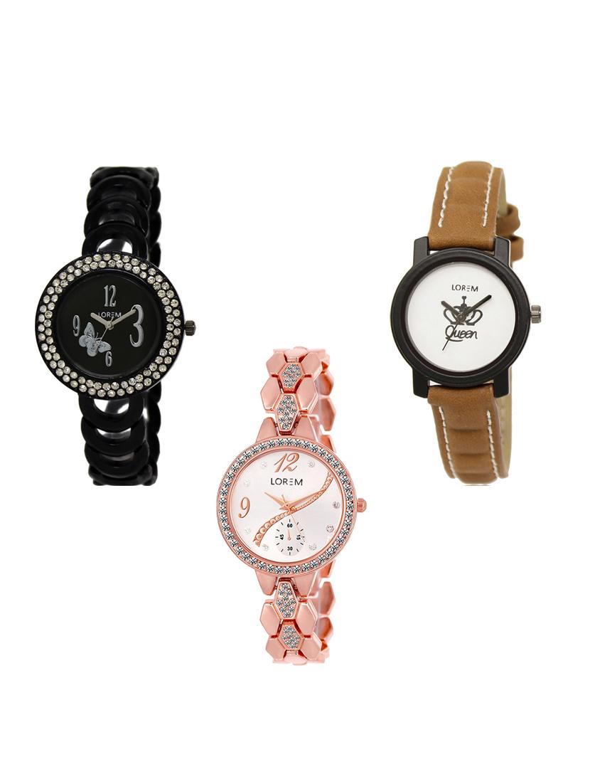 set of 3 round dial analog watch combo -(lk201-209-215) - 15548332 -  Zoom Image - 0