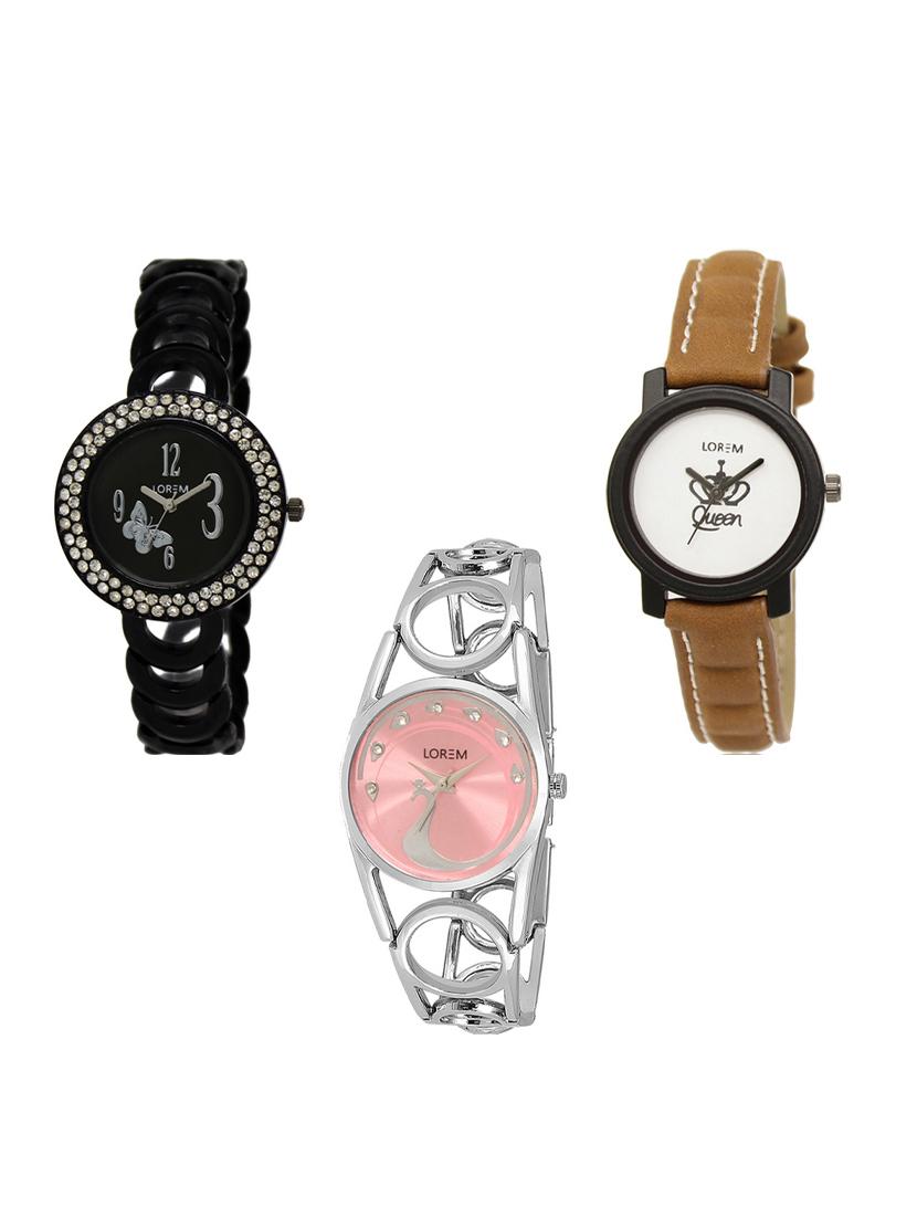 set of 3 round dial analog watch combo -(lk201-209-233) - 15548349 - Zoom Image - 0