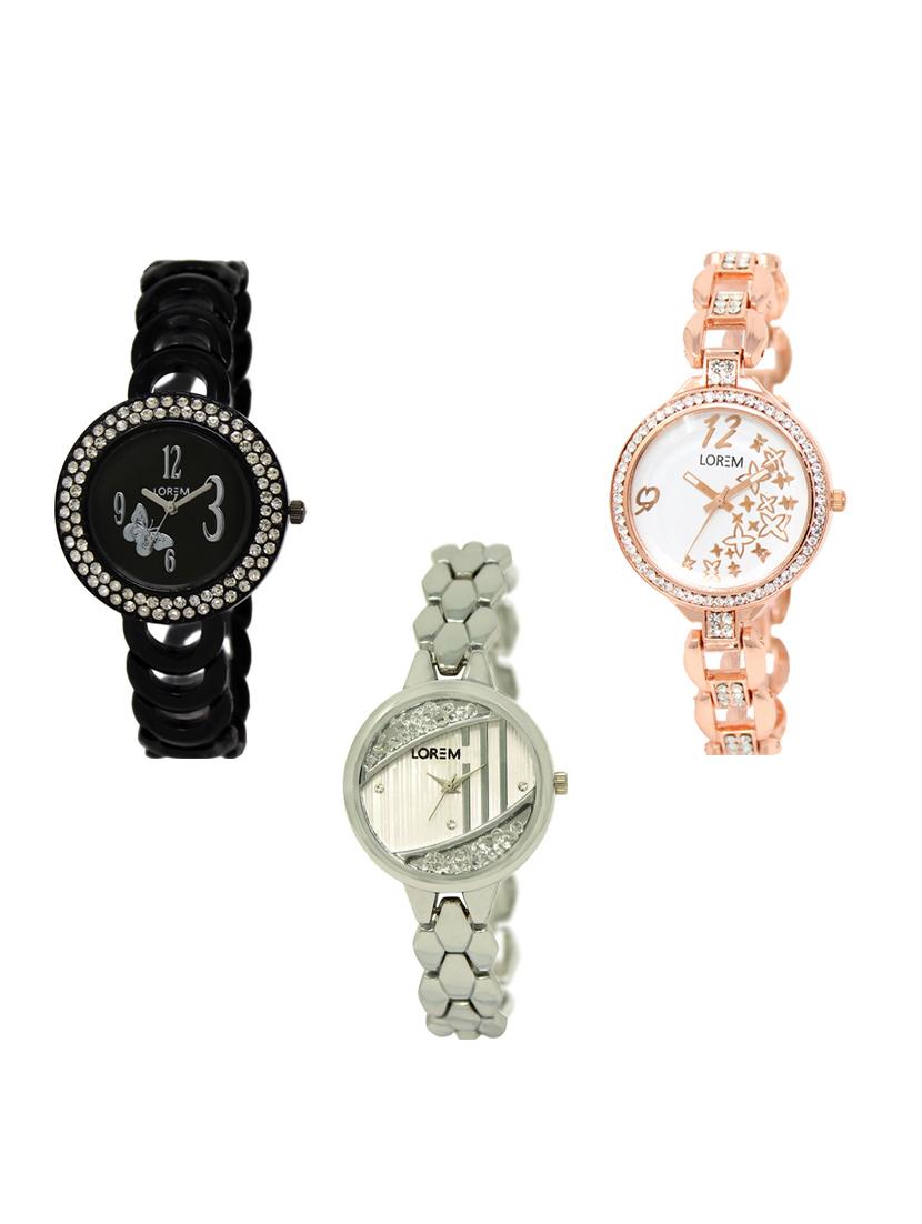 set of 3 round dial analog watch combo -(lk201-210-223) - 15548369 -  Zoom Image - 0