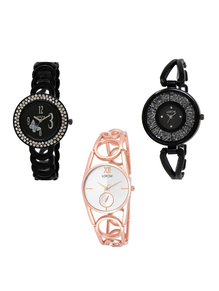 set of 3 round dial analog watch combo -(lk201-211-213) - 15548388 -  Zoom Image - 0