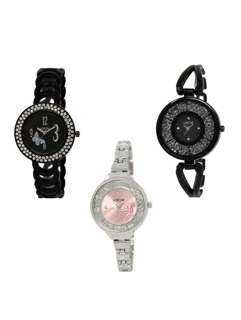 set of 3 round dial analog watch combo -(lk201-211-226) - 15548400 -  Zoom Image - 0