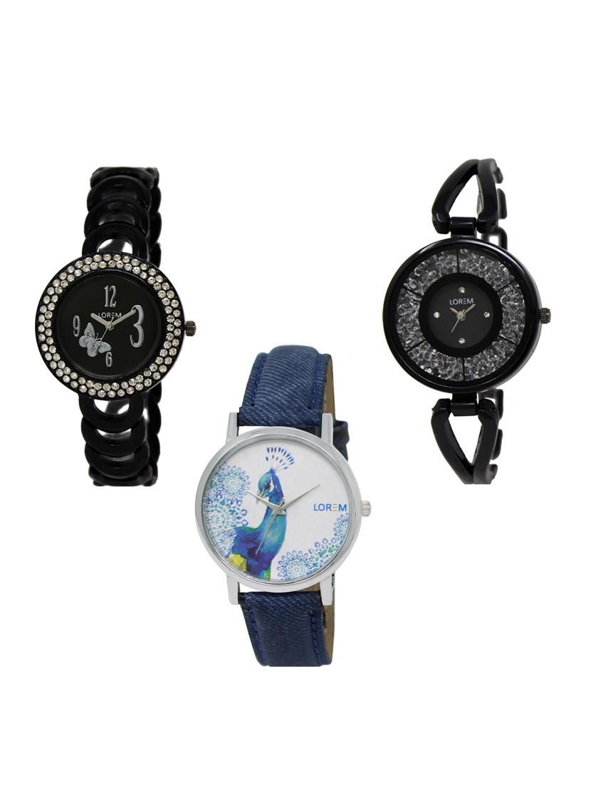 set of 3 round dial analog watch combo -(lk201-211-241) - 15548414 - Zoom Image - 0