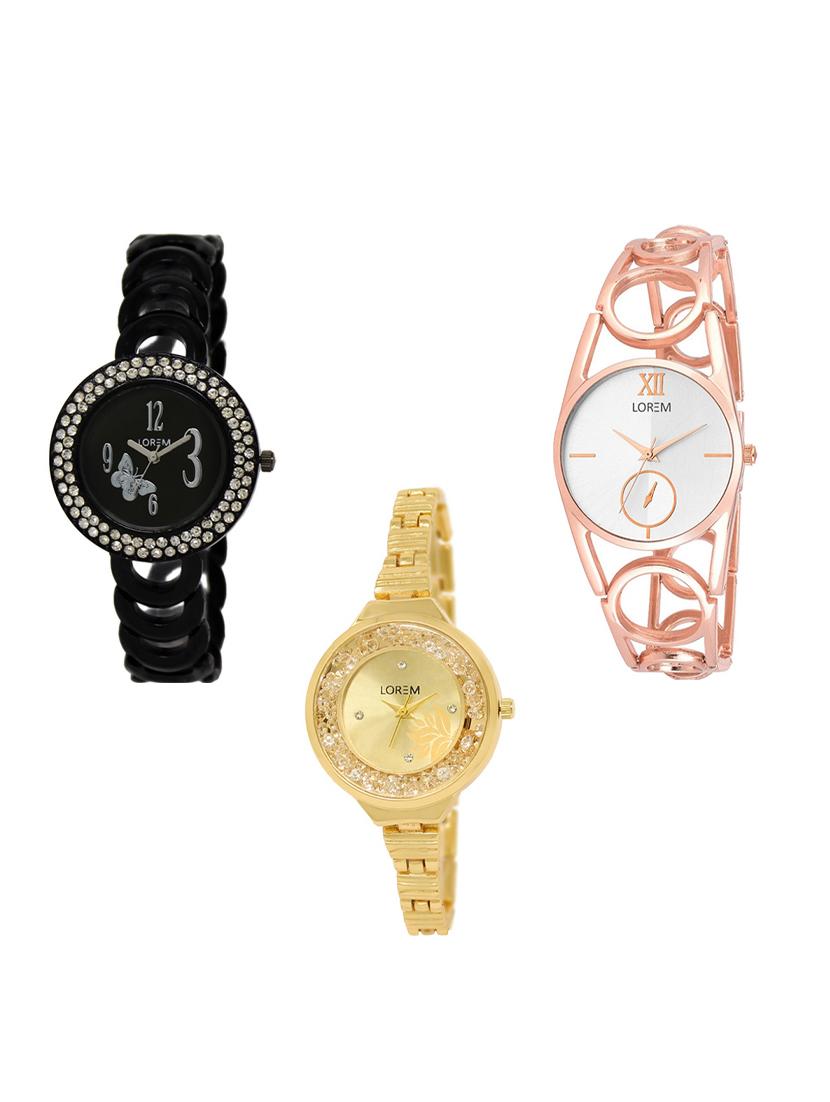 set of 3 round dial analog watch combo -(lk201-213-224) - 15548451 - Zoom Image - 0