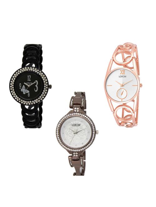 set of 3 round dial analog watch combo -(lk201-213-236) - 15548462 - Standard Image - 0