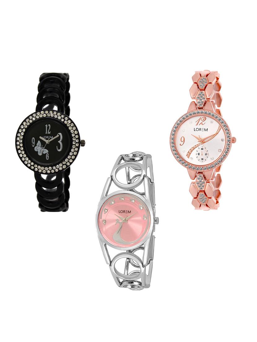 set of 3 round dial analog watch combo -(lk201-215-233) - 15548484 - Zoom Image - 0