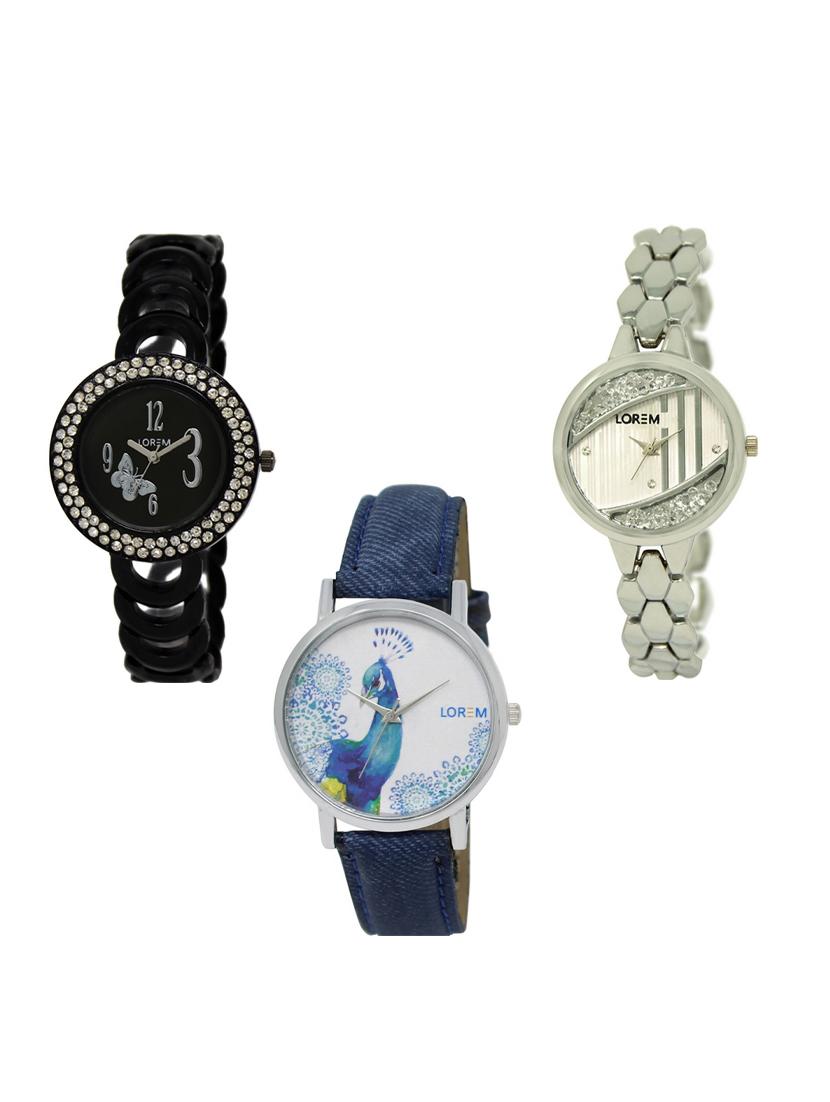 set of 3 round dial analog watch combo -(lk201-223-241) - 15548656 - Zoom Image - 0