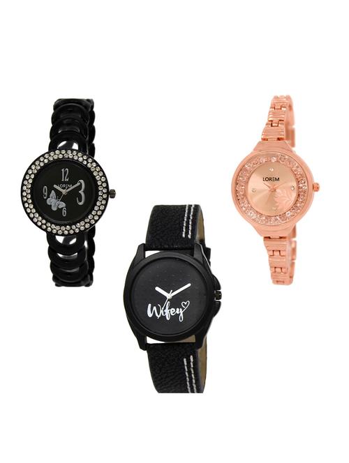 set of 3 round dial analog watch combo -(lk201-225-234) - 15548680 - Standard Image - 0