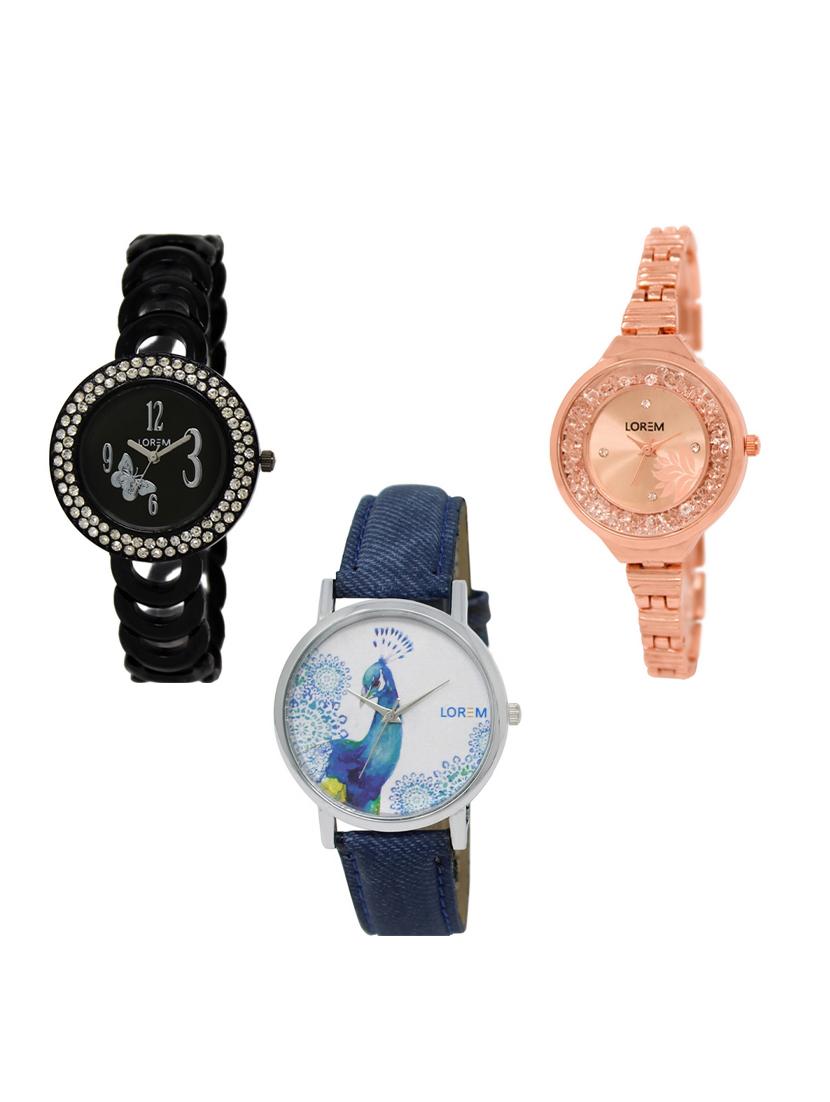 set of 3 round dial analog watch combo -(lk201-225-241) - 15548687 - Zoom Image - 0