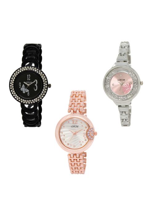 set of 3 round dial analog watch combo -(lk201-226-228) - 15548689 - Standard Image - 0