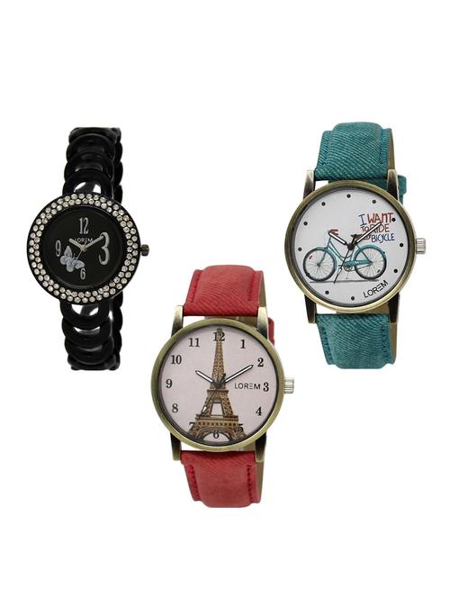 set of 3 round dial analog watch combo -(lk201-229-230) - 15548727 - Standard Image - 0