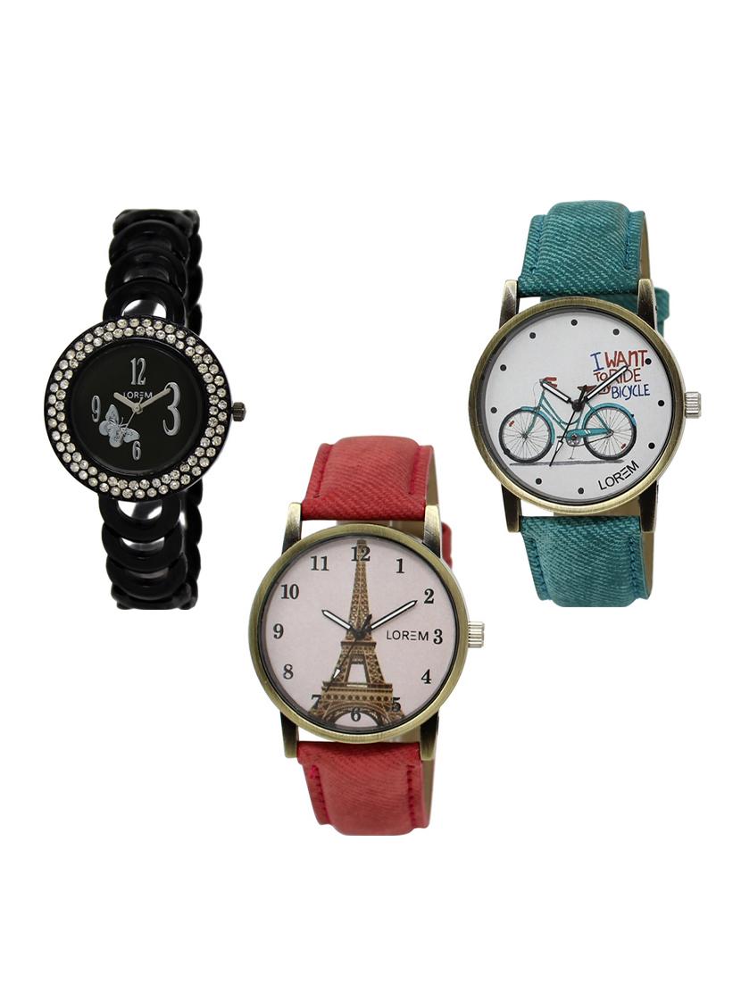 set of 3 round dial analog watch combo -(lk201-229-230) - 15548727 - Zoom Image - 0