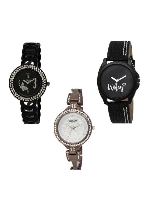 set of 3 round dial analog watch combo -(lk201-234-236) - 15548766 -  Standard Image - 0