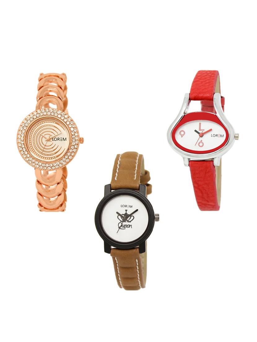 set of 3 round dial analog watch combo -(lk202-206-209) - 15548894 -  Zoom Image - 0