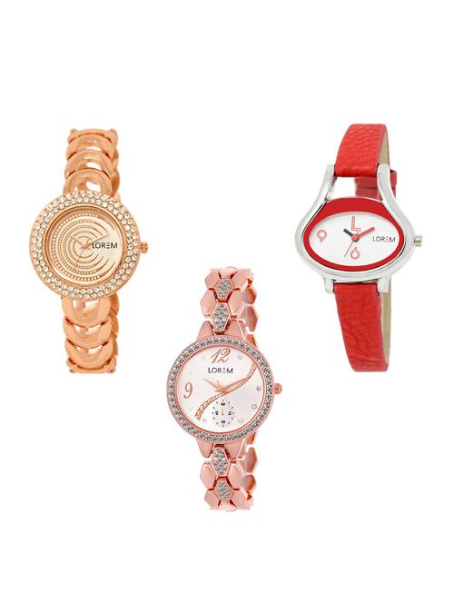 set of 3 round dial analog watch combo -(lk202-206-215) - 15548899 - Standard Image - 0