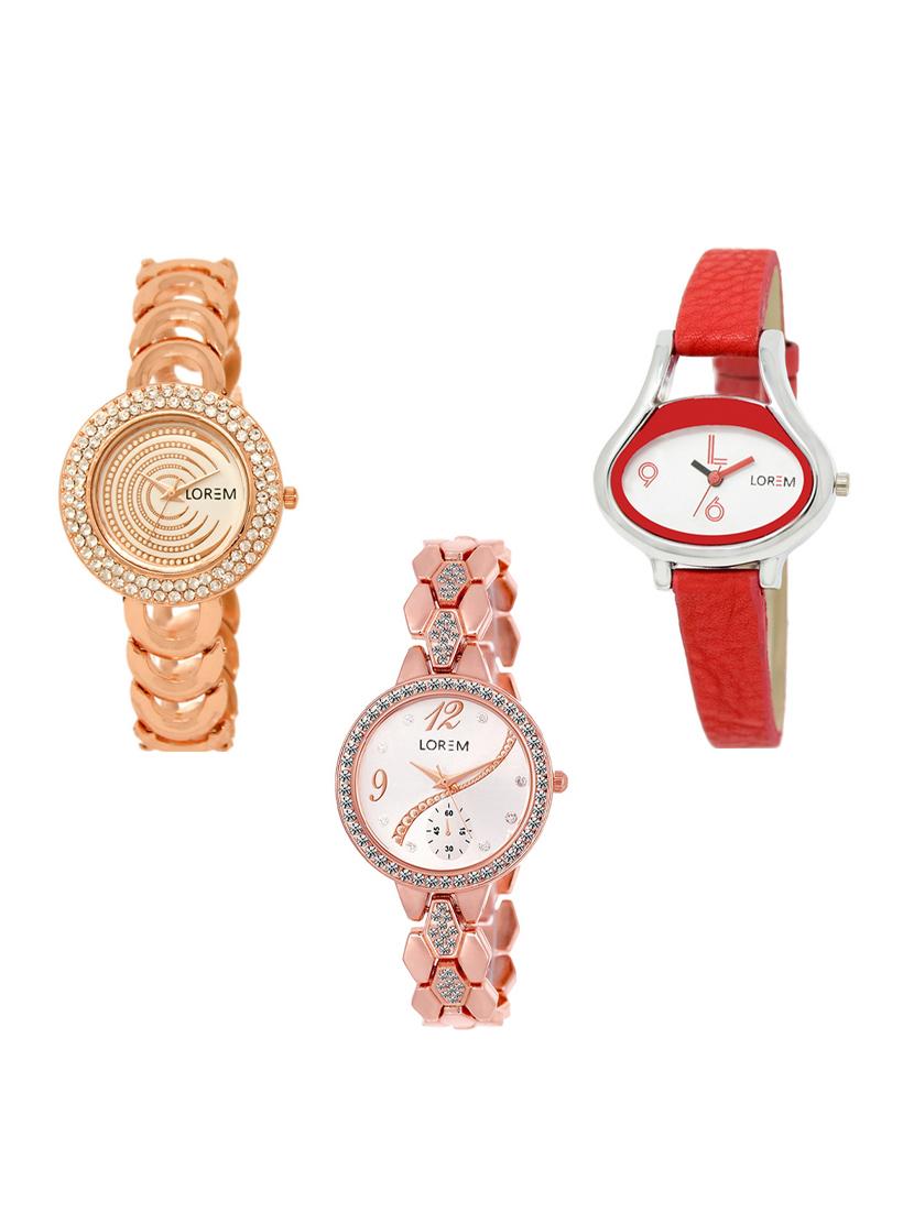 set of 3 round dial analog watch combo -(lk202-206-215) - 15548899 - Zoom Image - 0