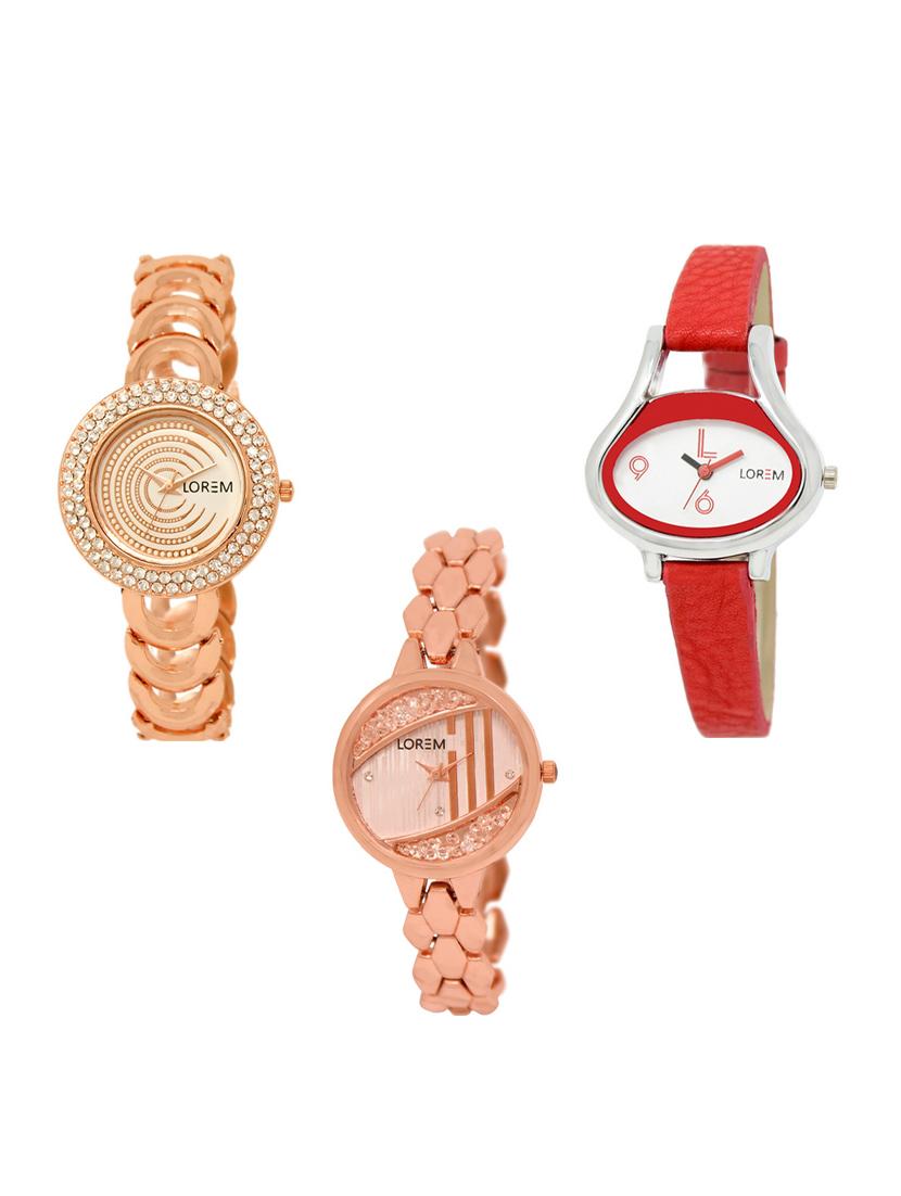 set of 3 round dial analog watch combo -(lk202-206-222) - 15548906 -  Zoom Image - 0