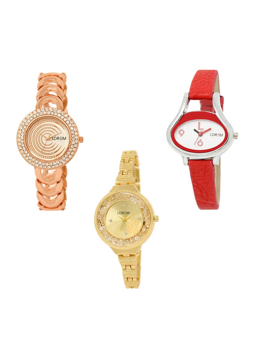 set of 3 round dial analog watch combo -(lk202-206-224) - 15548908 -  Zoom Image - 0