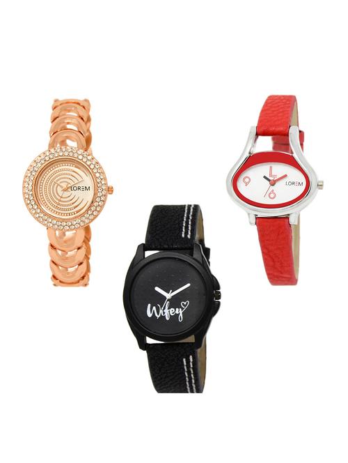 set of 3 round dial analog watch combo -(lk202-206-234) - 15548917 -  Standard Image - 0