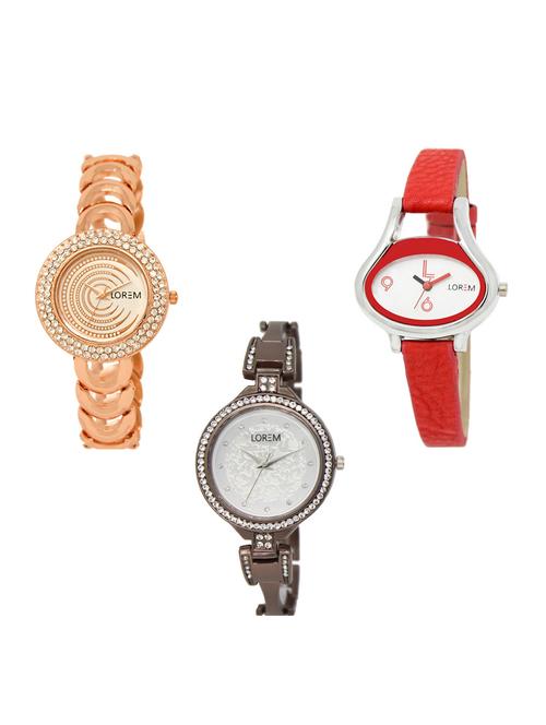 set of 3 round dial analog watch combo -(lk202-206-236) - 15548919 -  Standard Image - 0