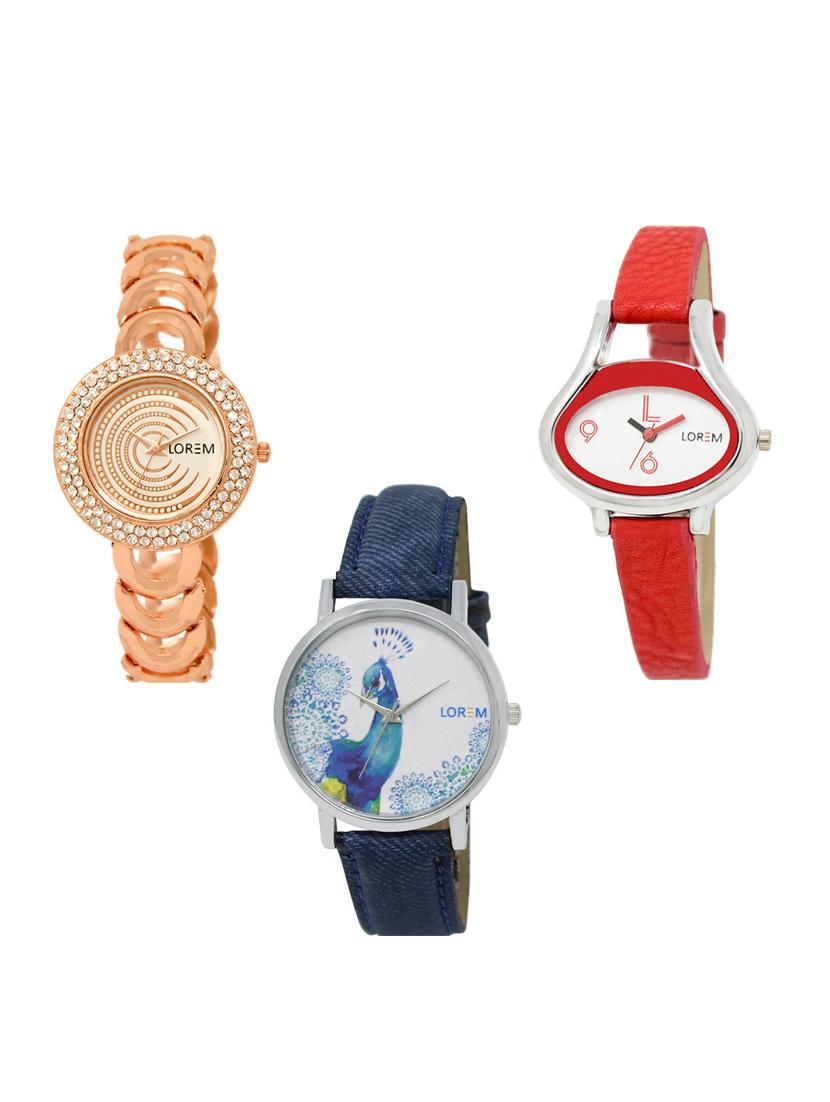set of 3 round dial analog watch combo -(lk202-206-241) - 15548924 - Zoom Image - 0