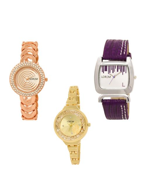 set of 3 round dial analog watch combo -(lk202-207-224) - 15548940 -  Standard Image - 0