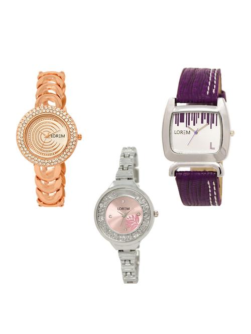 set of 3 round dial analog watch combo -(lk202-207-226) - 15548942 -  Standard Image - 0