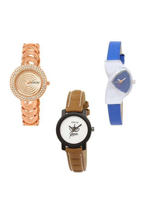 set of 3 round dial analog watch combo -(lk202-208-209) - 15548957 - Standard Image - 0
