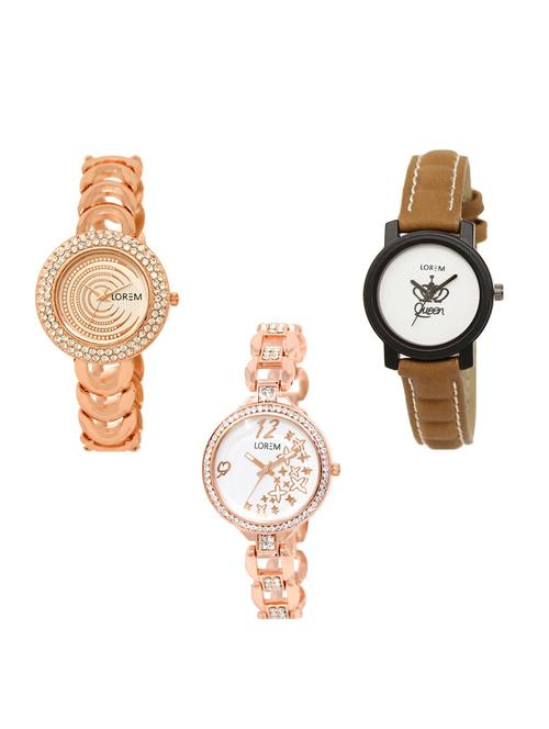 set of 3 round dial analog watch combo -(lk202-209-210) - 15548986 - Standard Image - 0