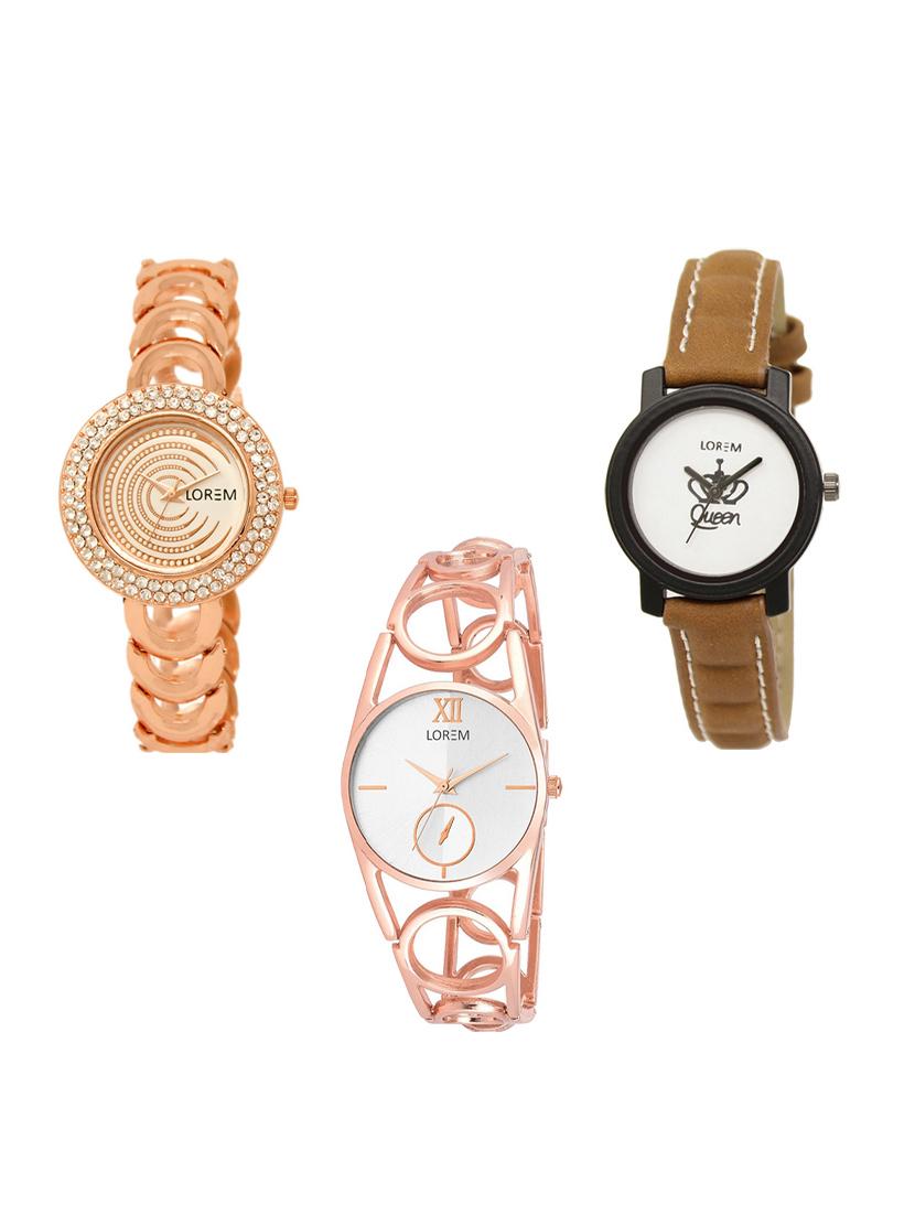 set of 3 round dial analog watch combo -(lk202-209-213) - 15548989 - Zoom Image - 0